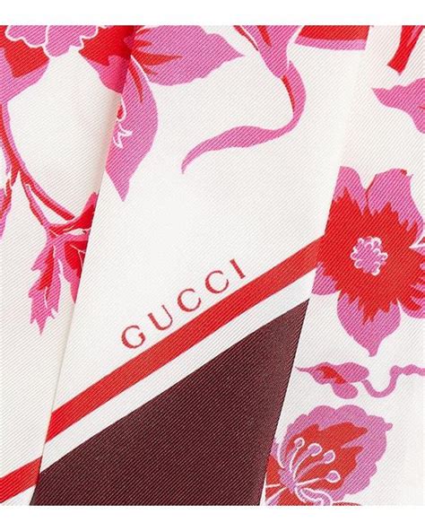 gucci red floral silk scarf|nwt authentic Gucci silk scarf.